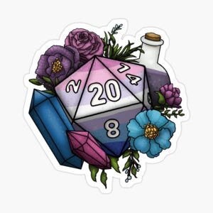 Bigender Pride D20 Sticker