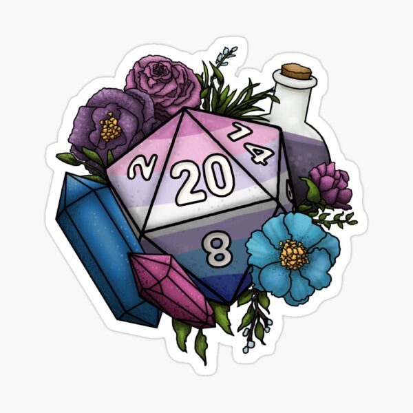 Bigender Pride D20 Sticker