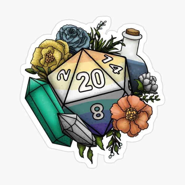 Genderfaun Pride D20 Sticker
