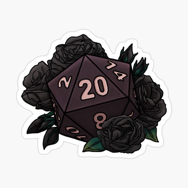 Rose D20 (Black) Sticker