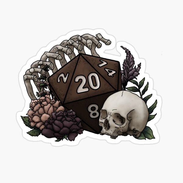 Skeleton D20 Sticker