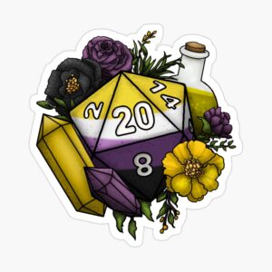Nonbinary Pride D20 Sticker
