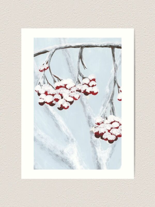 Holly in Snow Art Print